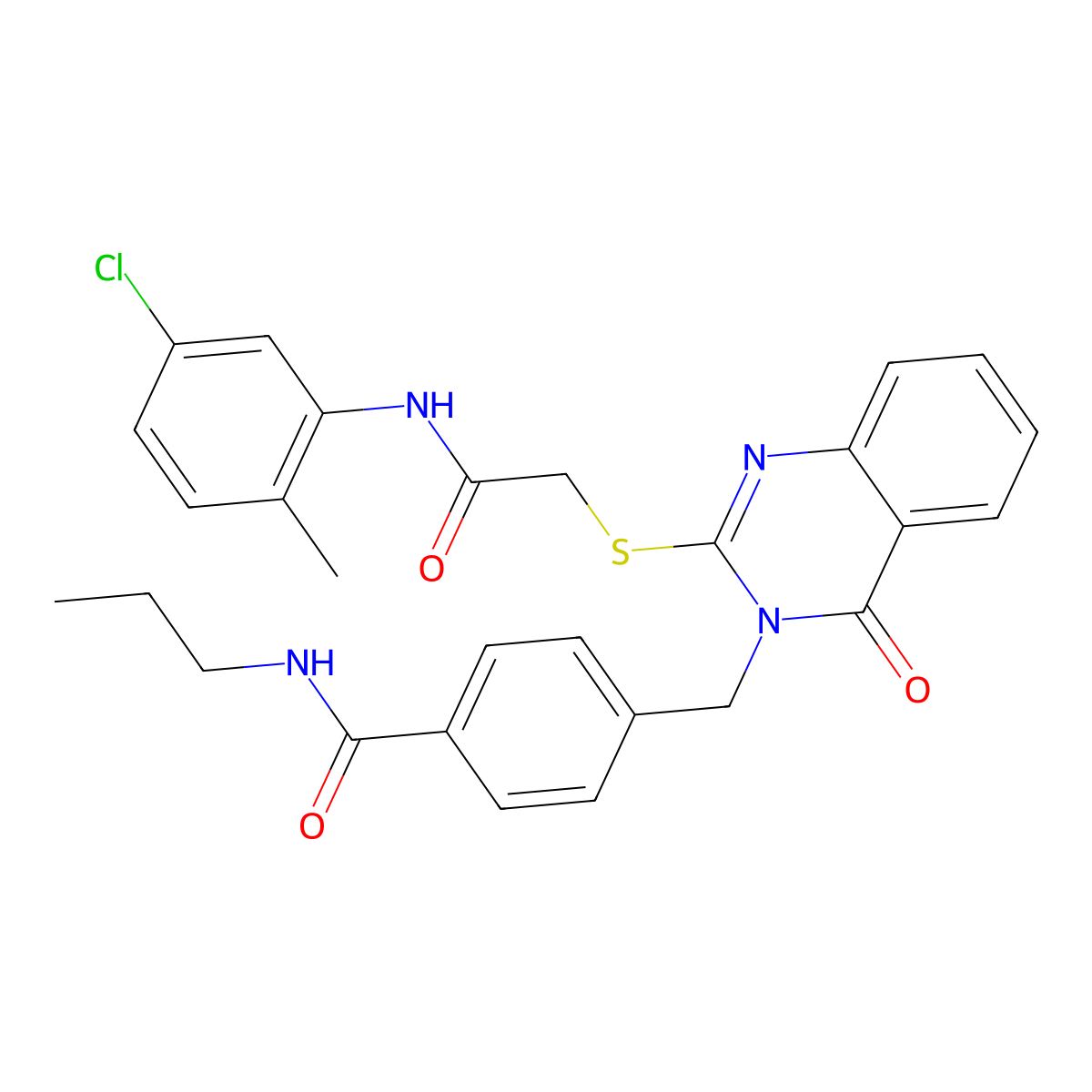 4-((2-((2-((5-chloro-2-methylphenyl)amino)-2-oxoethyl)thio)-4-oxoquinazolin-3(4H)-yl)methyl)-N-propylbenzamide molecular structure, CAS 1115323-67-5