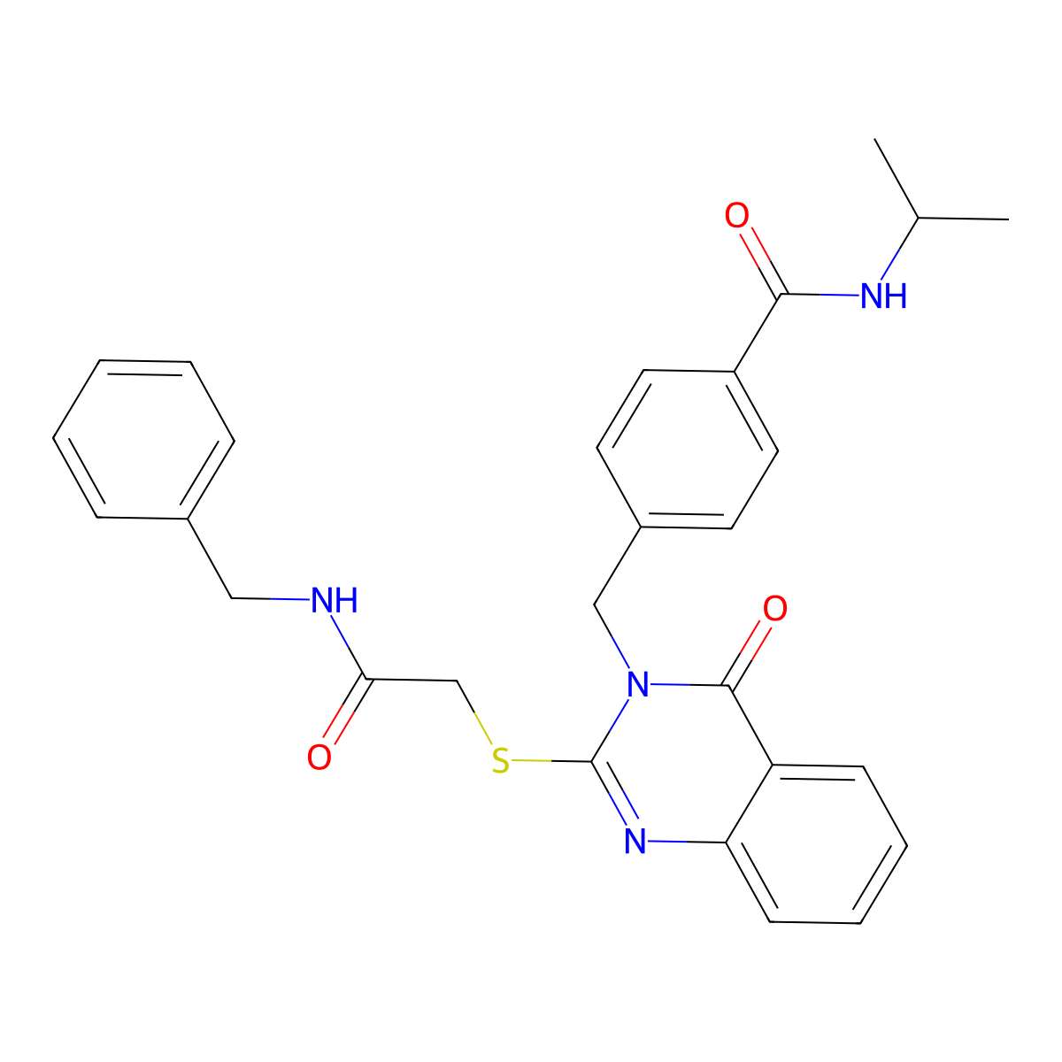4-((2-((2-(benzylamino)-2-oxoethyl)thio)-4-oxoquinazolin-3(4H)-yl)methyl)-N-isopropylbenzamide molecular structure, CAS 1115323-80-2