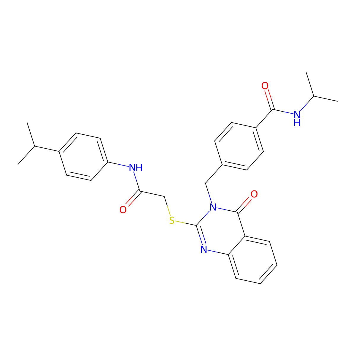 N-isopropyl-4-((2-((2-((4-isopropylphenyl)amino)-2-oxoethyl)thio)-4-oxoquinazolin-3(4H)-yl)methyl)benzamide molecular structure, CAS 1115323-89-1