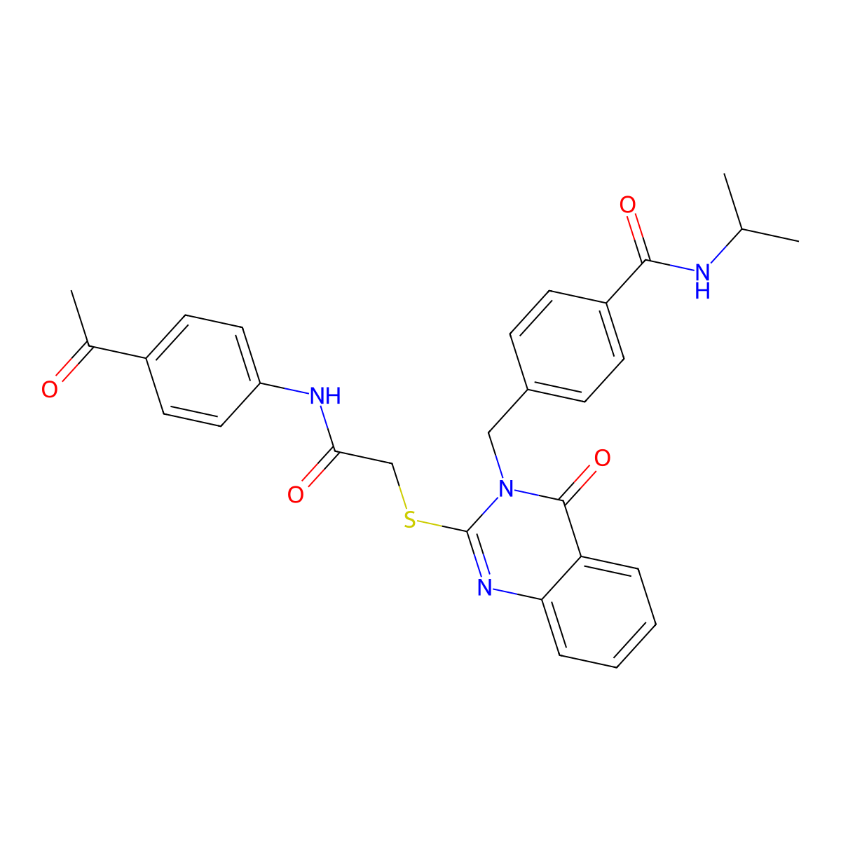 4-((2-((2-((4-acetylphenyl)amino)-2-oxoethyl)thio)-4-oxoquinazolin-3(4H)-yl)methyl)-N-isopropylbenzamide molecular structure, CAS 1115323-95-9
