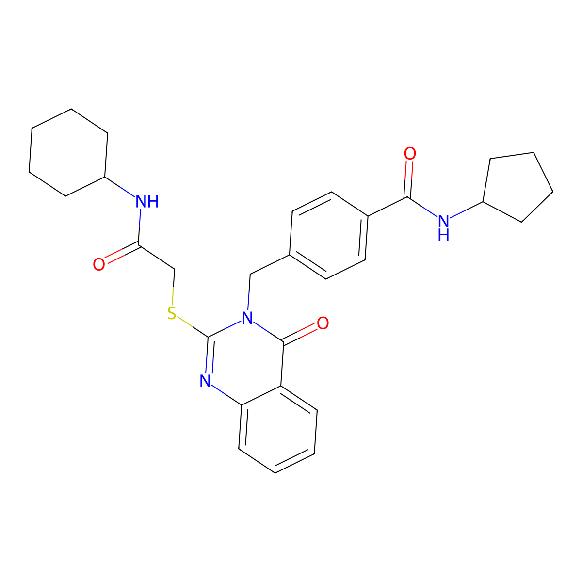 4-[(2-{[(cyclohexylcarbamoyl)methyl]sulfanyl}-4-oxo-3,4-dihydroquinazolin-3-yl)methyl]-N-cyclopentylbenzamide molecular structure, CAS 1115324-07-6