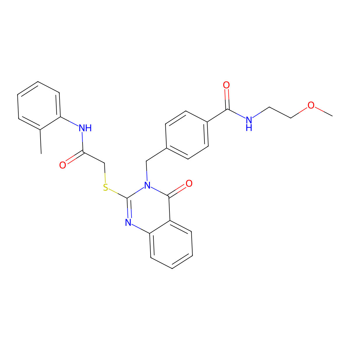 N-(2-methoxyethyl)-4-{[2-({[(2-methylphenyl)carbamoyl]methyl}sulfanyl)-4-oxo-3,4-dihydroquinazolin-3-yl]methyl}benzamide molecular structure, CAS 1115324-27-0