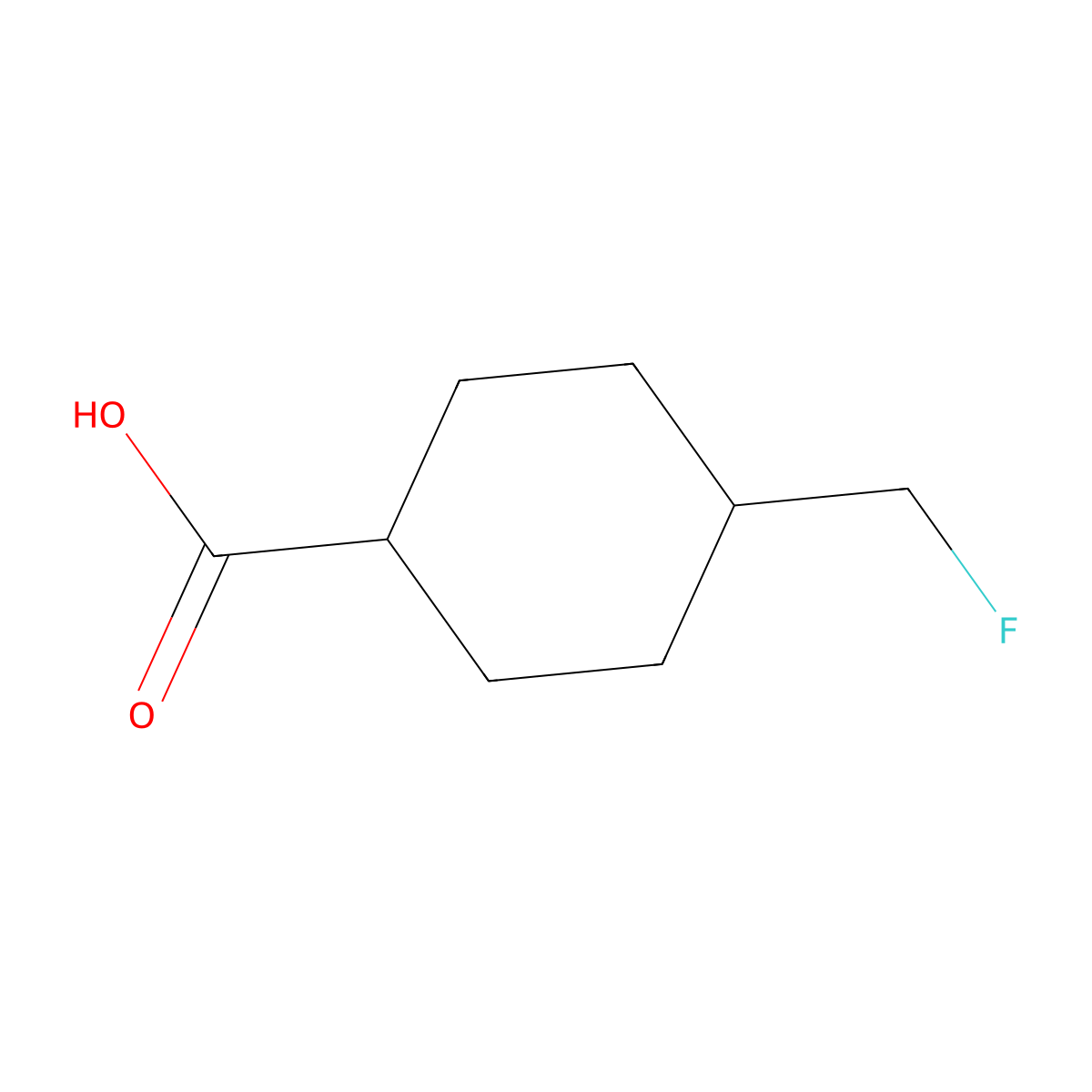 Trans-4-(fluoromethyl)cyclohexane-1-carboxylic acid molecular structure, CAS 1115331-02-6