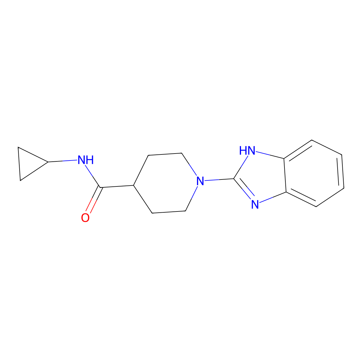 1-(1H-1,3-benzodiazol-2-yl)-N-cyclopropylpiperidine-4-carboxamide molecular structure, CAS 1115333-29-3