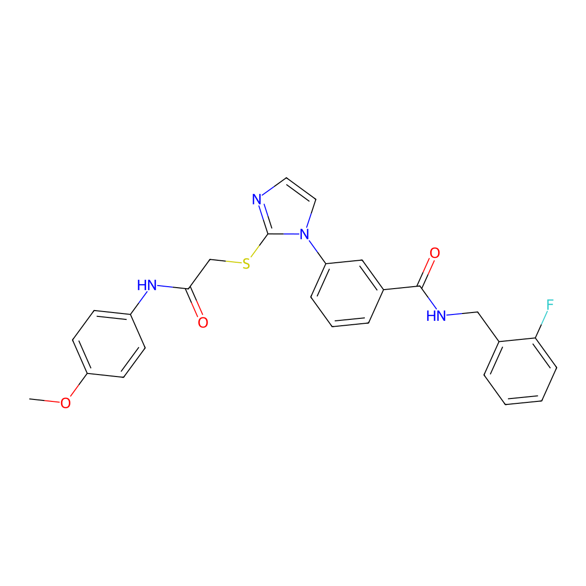 N-[(2-fluorophenyl)methyl]-3-[2-({[(4-methoxyphenyl)carbamoyl]methyl}sulfanyl)-1H-imidazol-1-yl]benzamide molecular structure, CAS 1115335-98-2