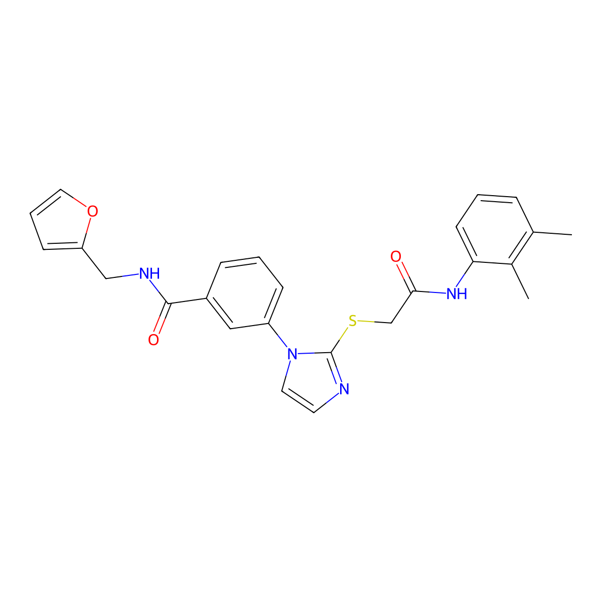 3-[2-({[(2,3-dimethylphenyl)carbamoyl]methyl}sulfanyl)-1H-imidazol-1-yl]-N-[(furan-2-yl)methyl]benzamide molecular structure, CAS 1115336-13-4