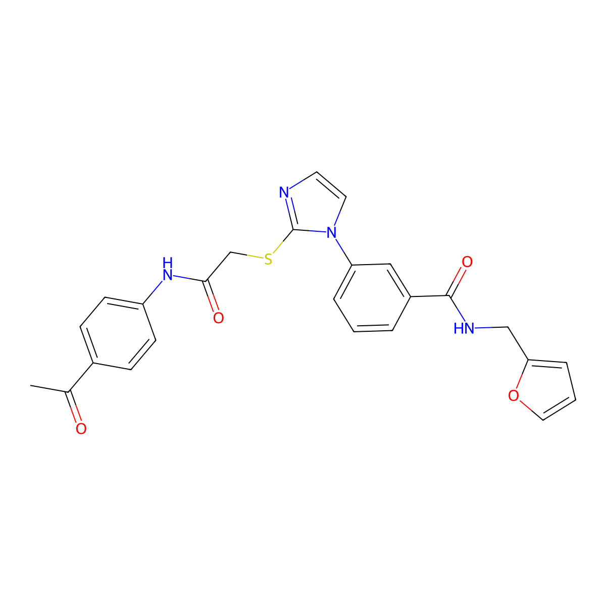 3-[2-({[(4-acetylphenyl)carbamoyl]methyl}sulfanyl)-1H-imidazol-1-yl]-N-[(furan-2-yl)methyl]benzamide molecular structure, CAS 1115336-18-9
