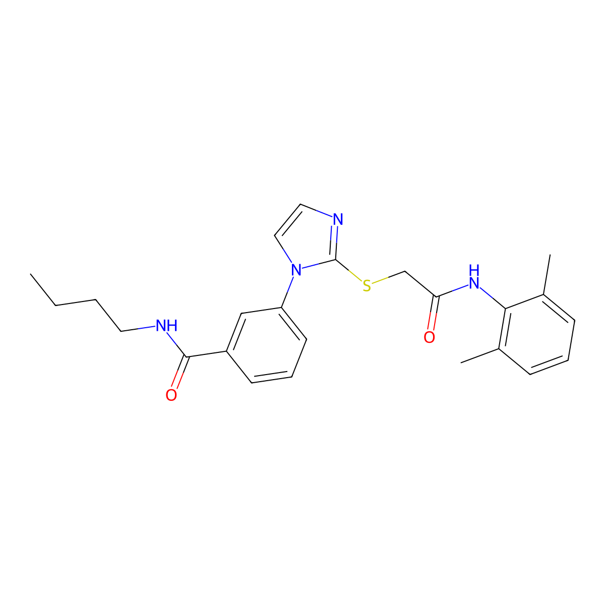 N-butyl-3-[2-({[(2,6-dimethylphenyl)carbamoyl]methyl}sulfanyl)-1H-imidazol-1-yl]benzamide molecular structure, CAS 1115336-25-8