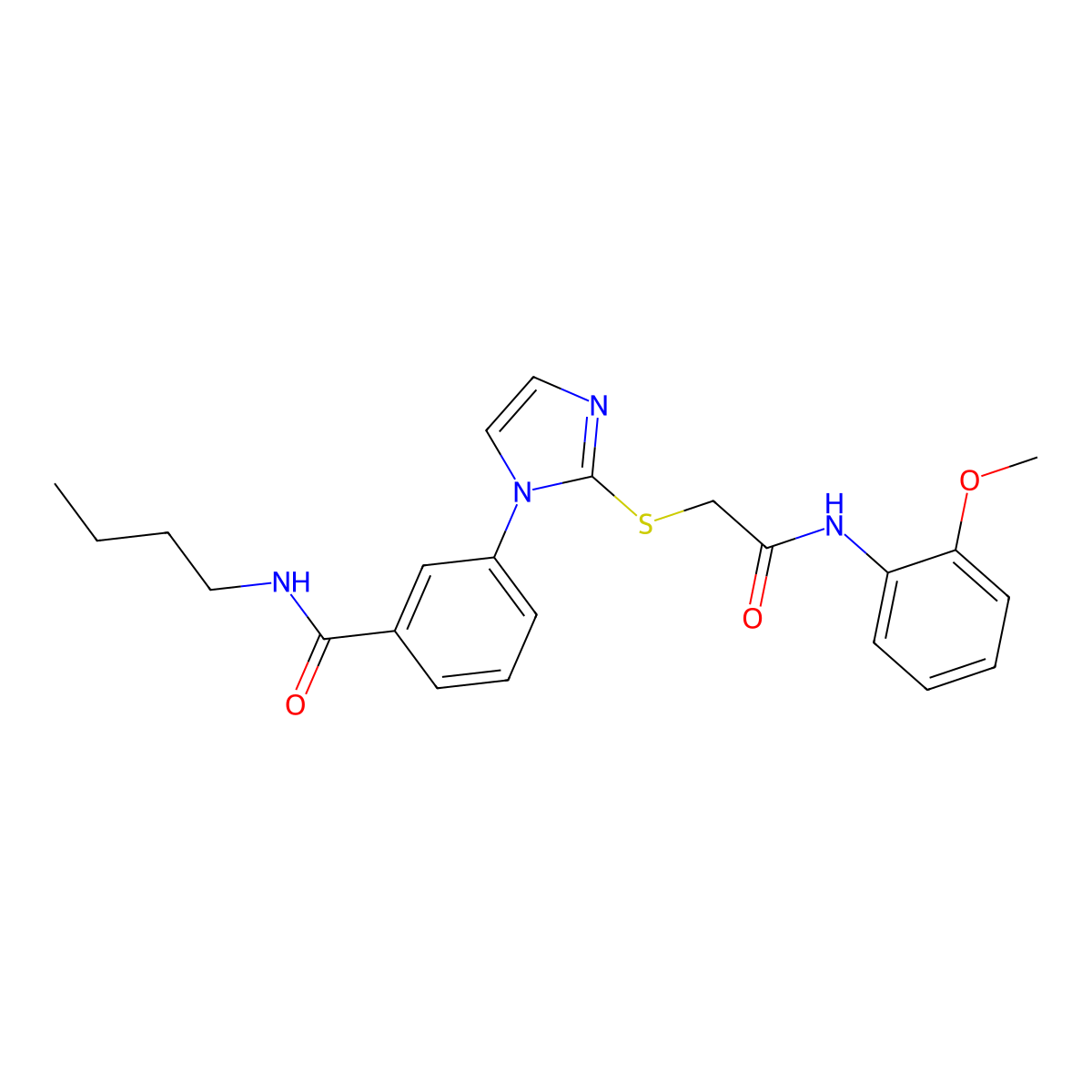 N-butyl-3-[2-({[(2-methoxyphenyl)carbamoyl]methyl}sulfanyl)-1H-imidazol-1-yl]benzamide molecular structure, CAS 1115336-26-9