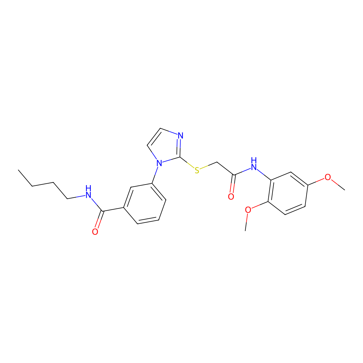 N-butyl-3-[2-({[(2,5-dimethoxyphenyl)carbamoyl]methyl}sulfanyl)-1H-imidazol-1-yl]benzamide molecular structure, CAS 1115336-27-0