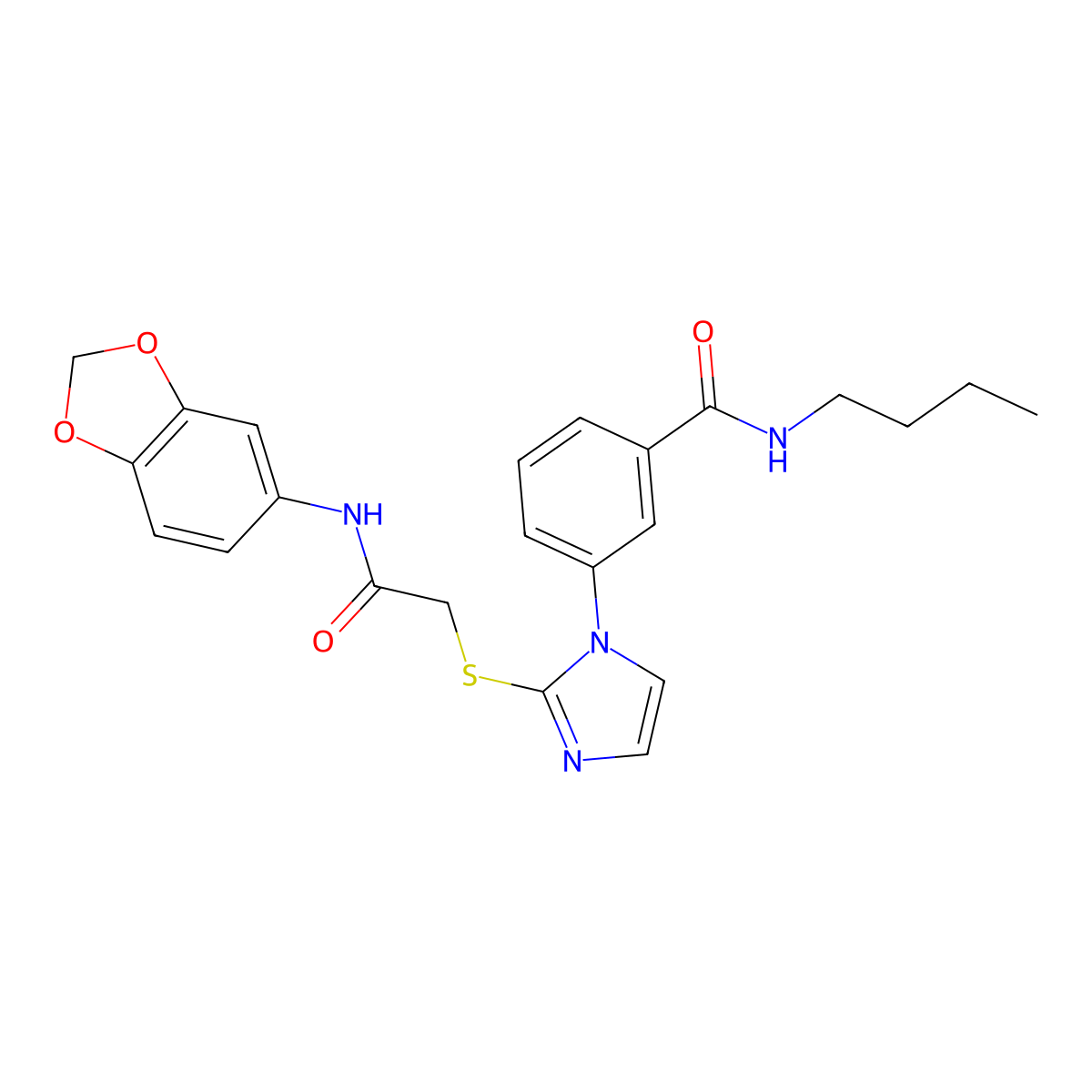 3-[2-({[(2H-1,3-benzodioxol-5-yl)carbamoyl]methyl}sulfanyl)-1H-imidazol-1-yl]-N-butylbenzamide molecular structure, CAS 1115336-29-2