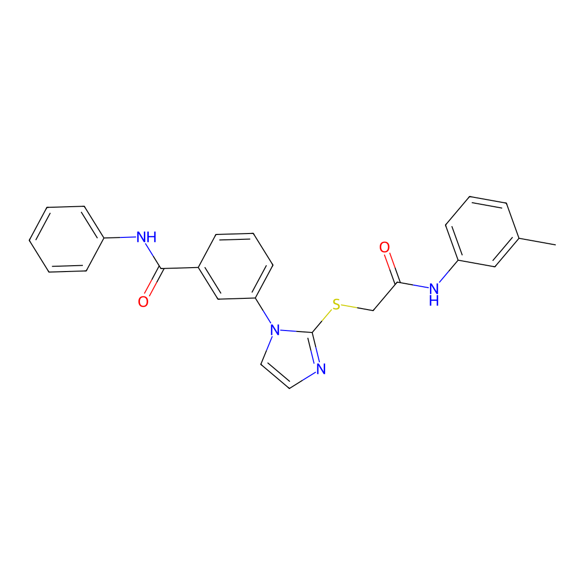 3-[2-({[(3-methylphenyl)carbamoyl]methyl}sulfanyl)-1H-imidazol-1-yl]-N-phenylbenzamide molecular structure, CAS 1115336-37-2