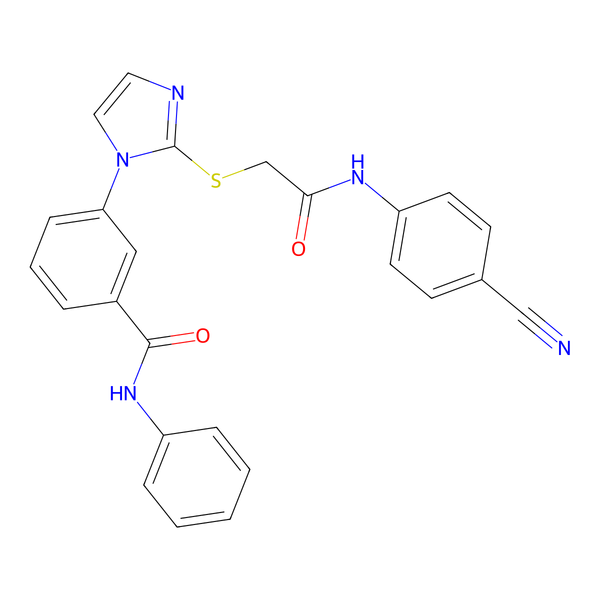 3-[2-({[(4-cyanophenyl)carbamoyl]methyl}sulfanyl)-1H-imidazol-1-yl]-N-phenylbenzamide molecular structure, CAS 1115336-40-7