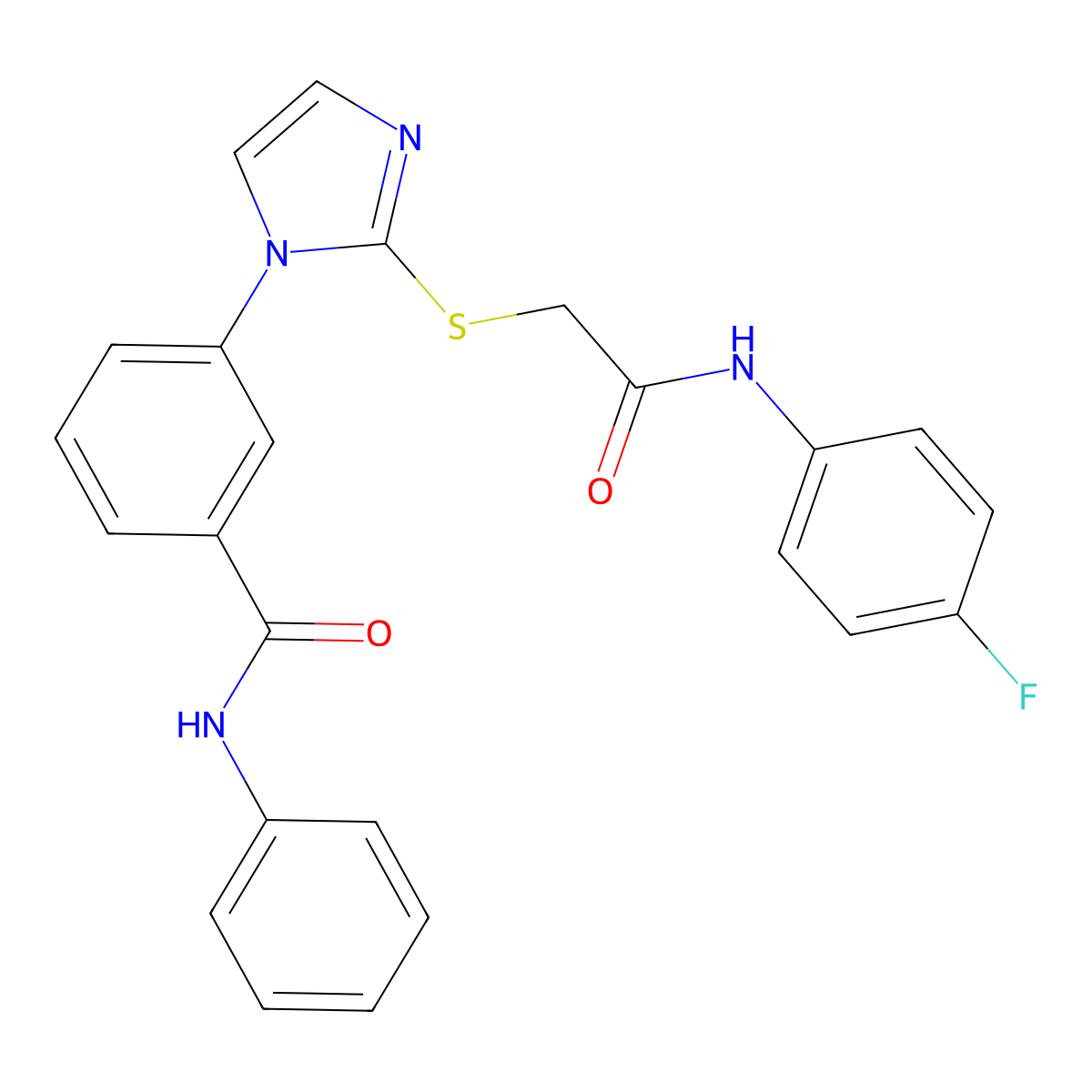 3-[2-({[(4-fluorophenyl)carbamoyl]methyl}sulfanyl)-1H-imidazol-1-yl]-N-phenylbenzamide molecular structure, CAS 1115336-41-8