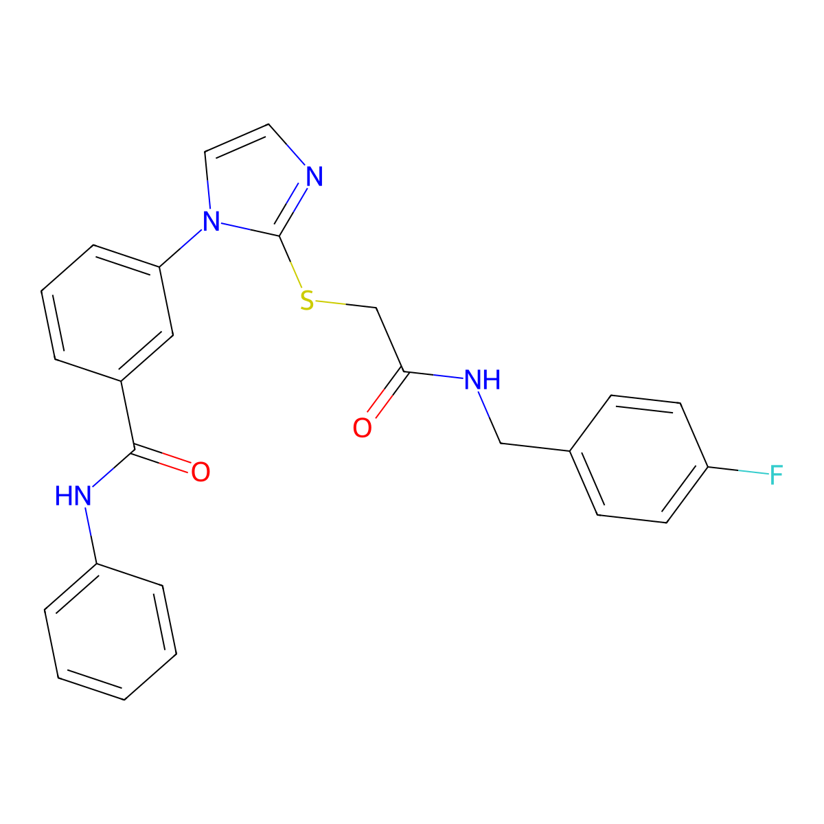 3-{2-[({[(4-fluorophenyl)methyl]carbamoyl}methyl)sulfanyl]-1H-imidazol-1-yl}-N-phenylbenzamide molecular structure, CAS 1115336-43-0