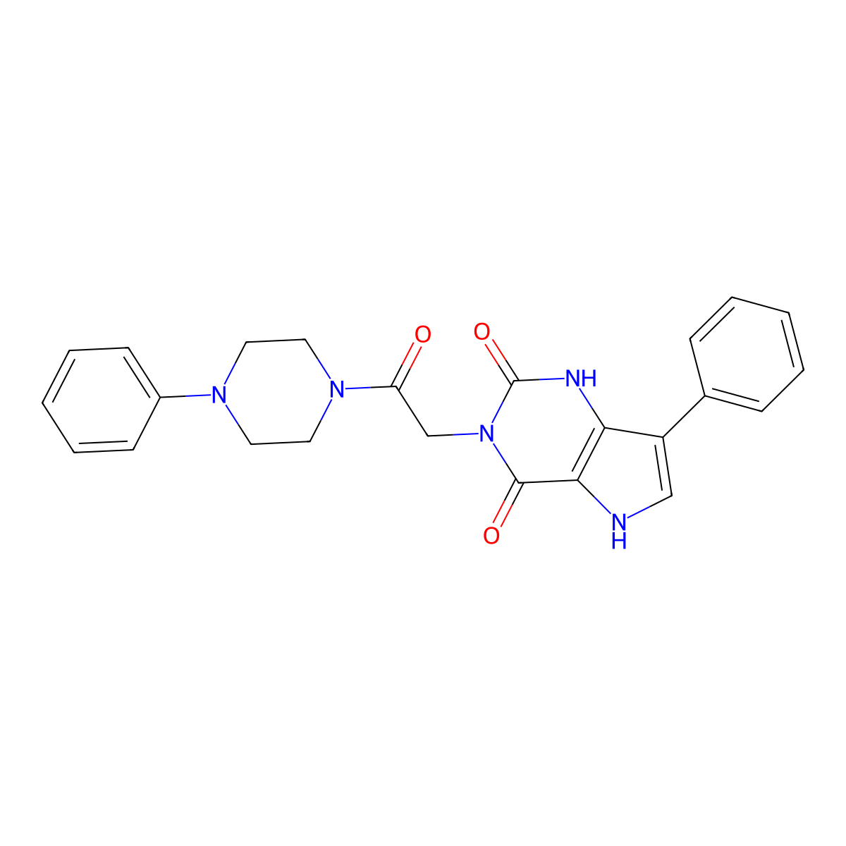 3-(2-oxo-2-(4-phenylpiperazin-1-yl)ethyl)-7-phenyl-1H-pyrrolo[3,2-d]pyrimidine-2,4(3H,5H)-dione molecular structure, CAS 1115336-47-4
