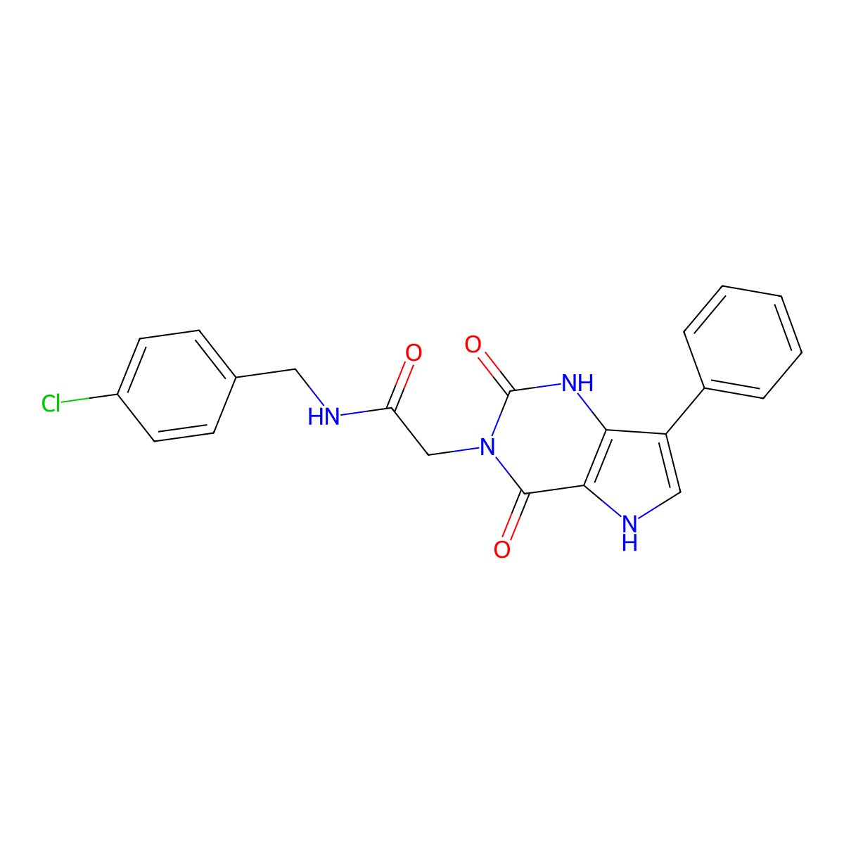 N-(4-chlorobenzyl)-2-(2,4-dioxo-7-phenyl-1H-pyrrolo[3,2-d]pyrimidin-3(2H,4H,5H)-yl)acetamide molecular structure, CAS 1115336-48-5