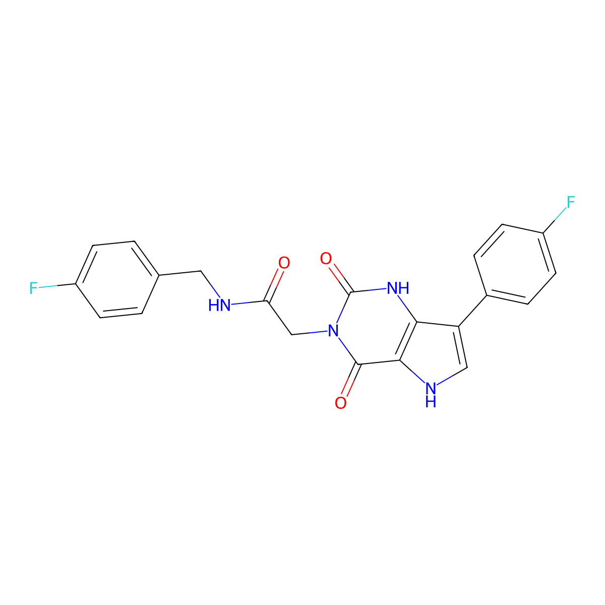 N-(4-fluorobenzyl)-2-(7-(4-fluorophenyl)-2,4-dioxo-1H-pyrrolo[3,2-d]pyrimidin-3(2H,4H,5H)-yl)acetamide molecular structure, CAS 1115336-54-3
