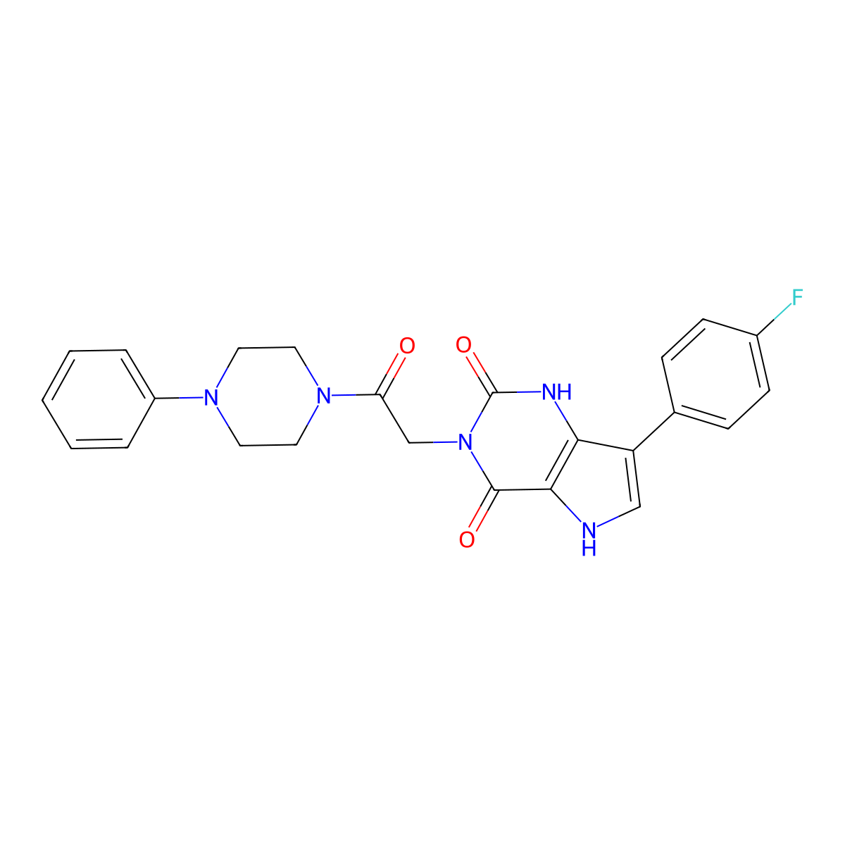 7-(4-fluorophenyl)-3-(2-oxo-2-(4-phenylpiperazin-1-yl)ethyl)-1H-pyrrolo[3,2-d]pyrimidine-2,4(3H,5H)-dione molecular structure, CAS 1115336-55-4