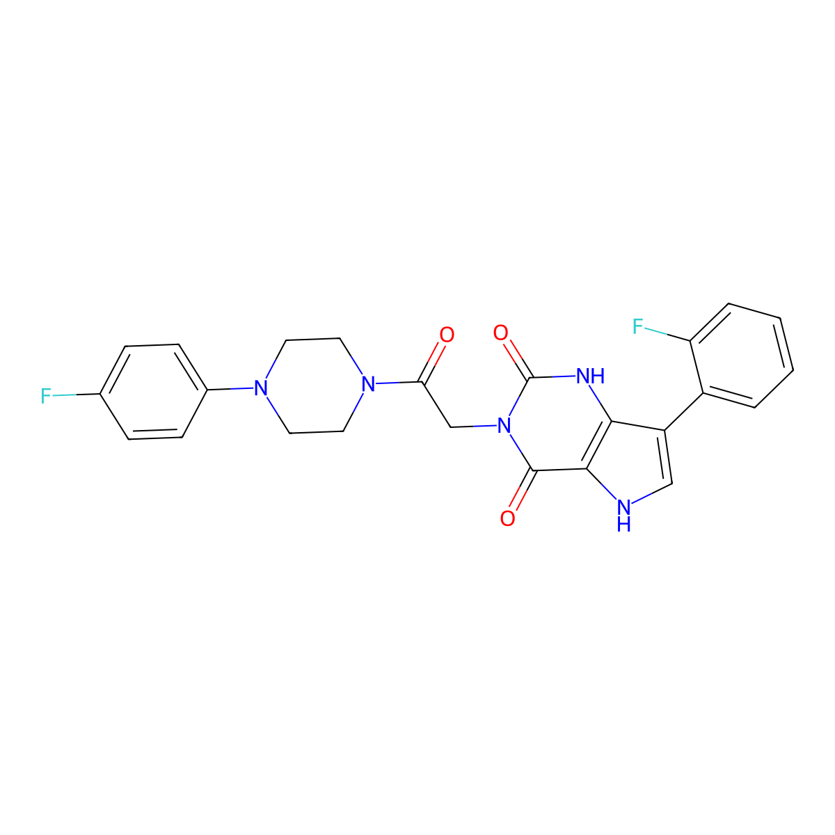 7-(2-fluorophenyl)-3-(2-(4-(4-fluorophenyl)piperazin-1-yl)-2-oxoethyl)-1H-pyrrolo[3,2-d]pyrimidine-2,4(3H,5H)-dione molecular structure, CAS 1115336-62-3