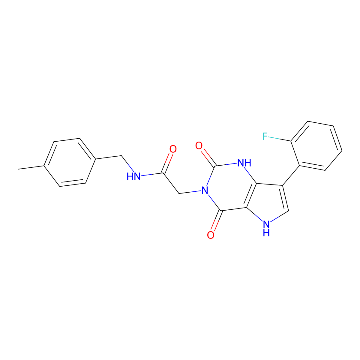 2-(7-(2-fluorophenyl)-2,4-dioxo-1H-pyrrolo[3,2-d]pyrimidin-3(2H,4H,5H)-yl)-N-(4-methylbenzyl)acetamide molecular structure, CAS 1115336-63-4