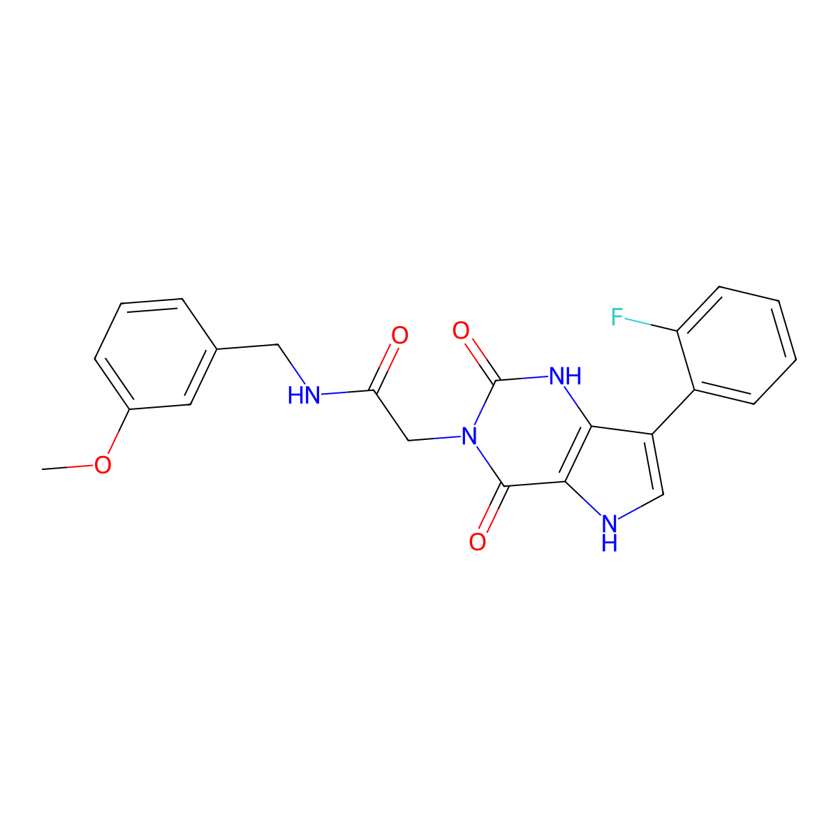 2-(7-(2-fluorophenyl)-2,4-dioxo-1H-pyrrolo[3,2-d]pyrimidin-3(2H,4H,5H)-yl)-N-(3-methoxybenzyl)acetamide molecular structure, CAS 1115336-64-5