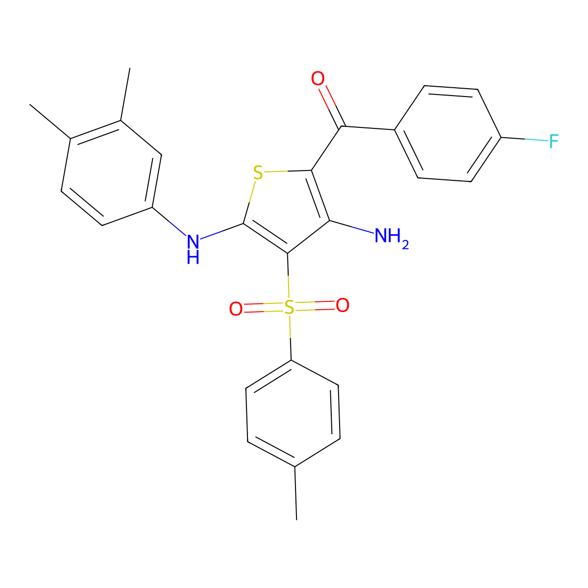 (3-Amino-5-((3,4-dimethylphenyl)amino)-4-tosylthiophen-2-yl)(4-fluorophenyl)methanone molecular structure, CAS 1115337-87-5