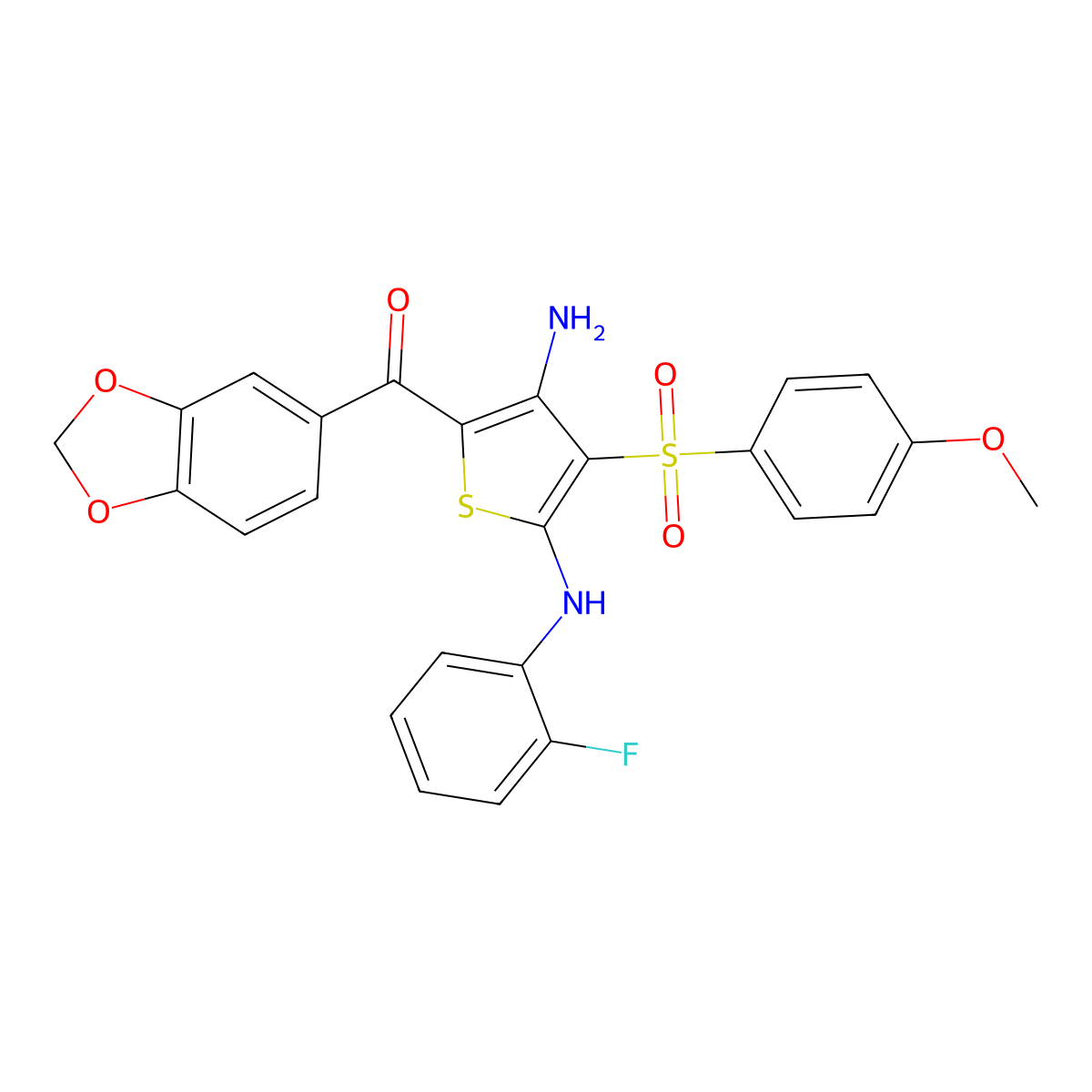 5-(2H-1,3-benzodioxole-5-carbonyl)-N2-(2-fluorophenyl)-3-(4-methoxybenzenesulfonyl)thiophene-2,4-diamine molecular structure, CAS 1115338-00-5