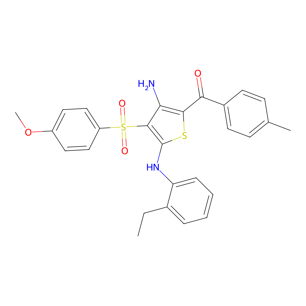 N2-(2-ethylphenyl)-3-(4-methoxybenzenesulfonyl)-5-(4-methylbenzoyl)thiophene-2,4-diamine molecular structure, CAS 1115338-03-8
