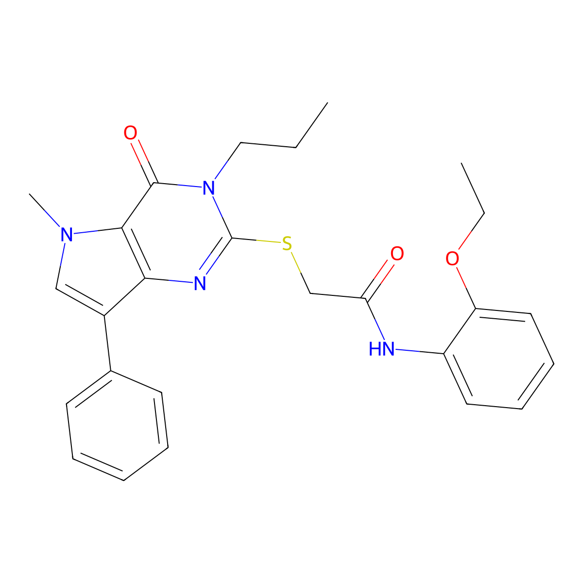 N-(2-ethoxyphenyl)-2-({5-methyl-4-oxo-7-phenyl-3-propyl-3H,4H,5H-pyrrolo[3,2-d]pyrimidin-2-yl}sulfanyl)acetamide molecular structure, CAS 1115338-32-3