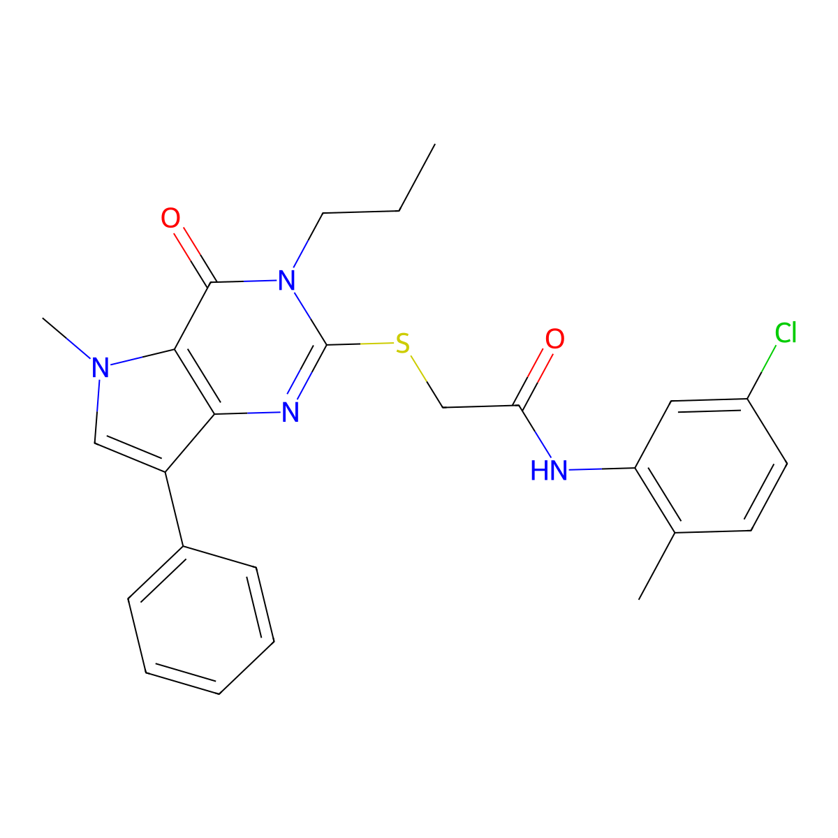 N-(5-chloro-2-methylphenyl)-2-((5-methyl-4-oxo-7-phenyl-3-propyl-4,5-dihydro-3H-pyrrolo[3,2-d]pyrimidin-2-yl)thio)acetamide molecular structure, CAS 1115338-39-0