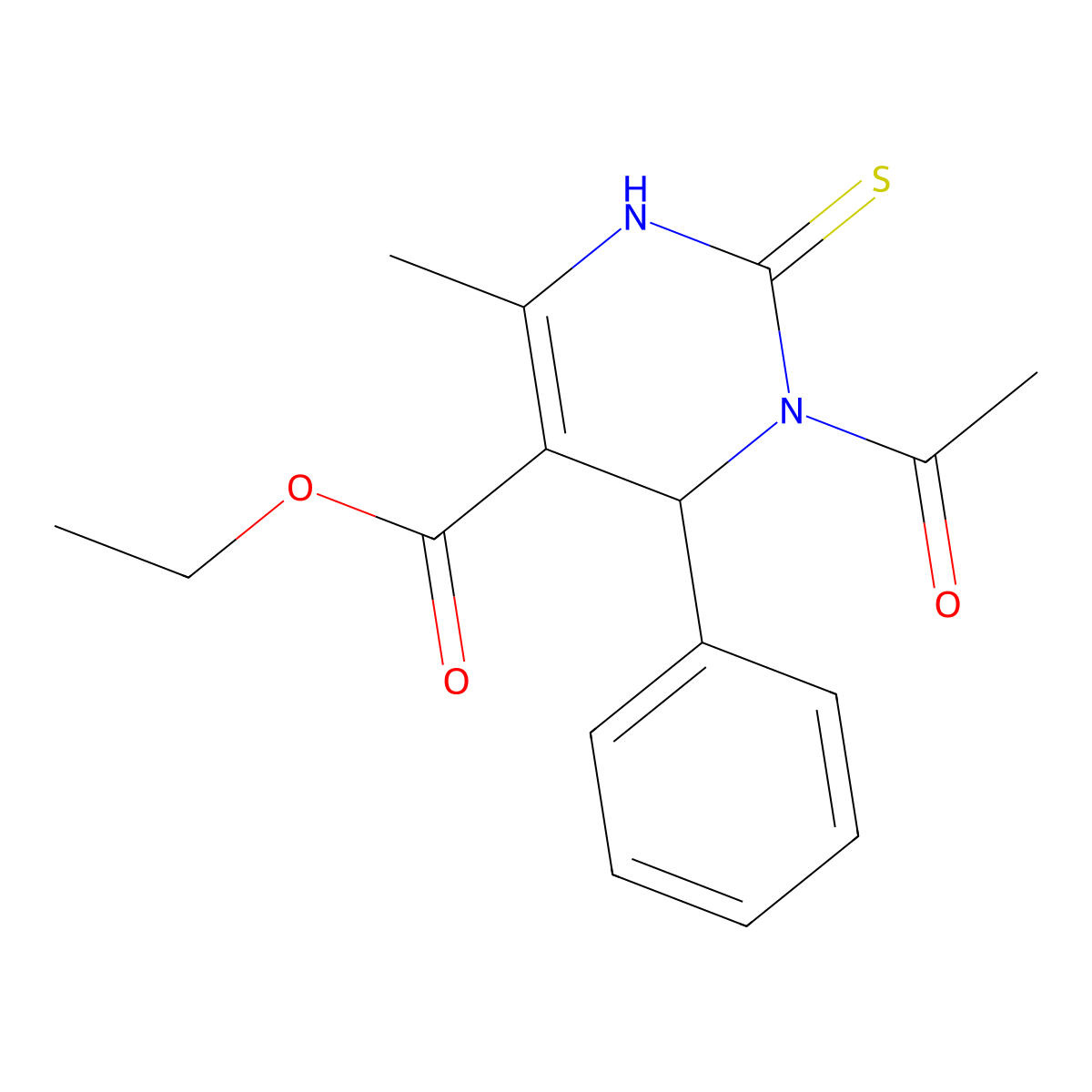 Ethyl 3-acetyl-6-methyl-4-phenyl-2-thioxo-1,2,3,4-tetrahydro-5-pyrimidinecarboxylate molecular structure, CAS 111535-64-9