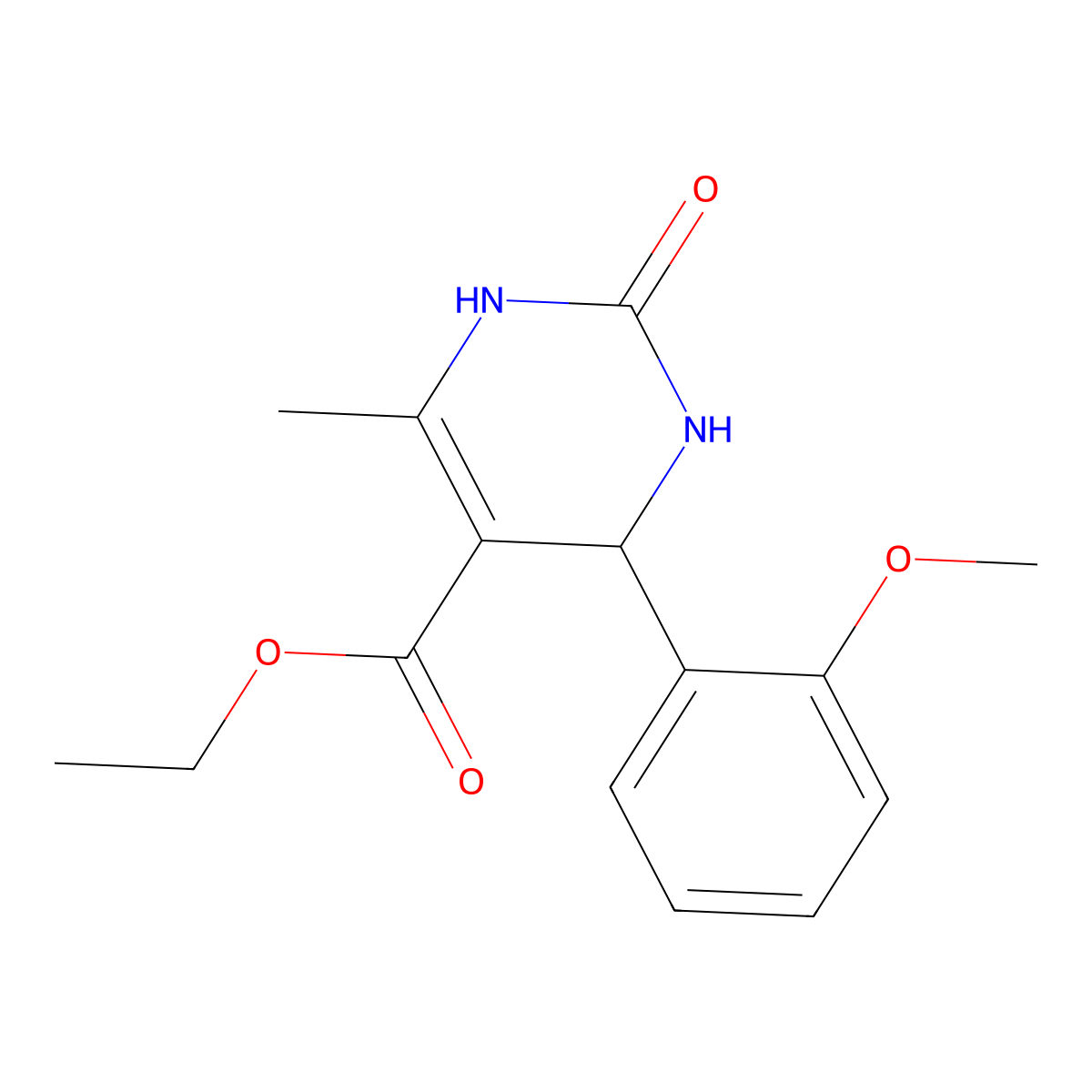 Ethyl 4-(2-methoxyphenyl)-6-methyl-2-oxo-1,2,3,4-tetrahydropyrimidine-5-carboxylate molecular structure, CAS 111535-70-7
