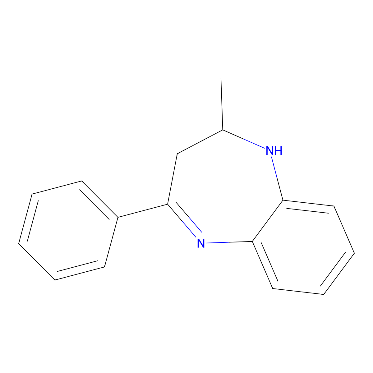 1H-1,5-Benzodiazepine, 2,3-dihydro-2-methyl-4-phenyl- molecular structure, CAS 111536-73-3
