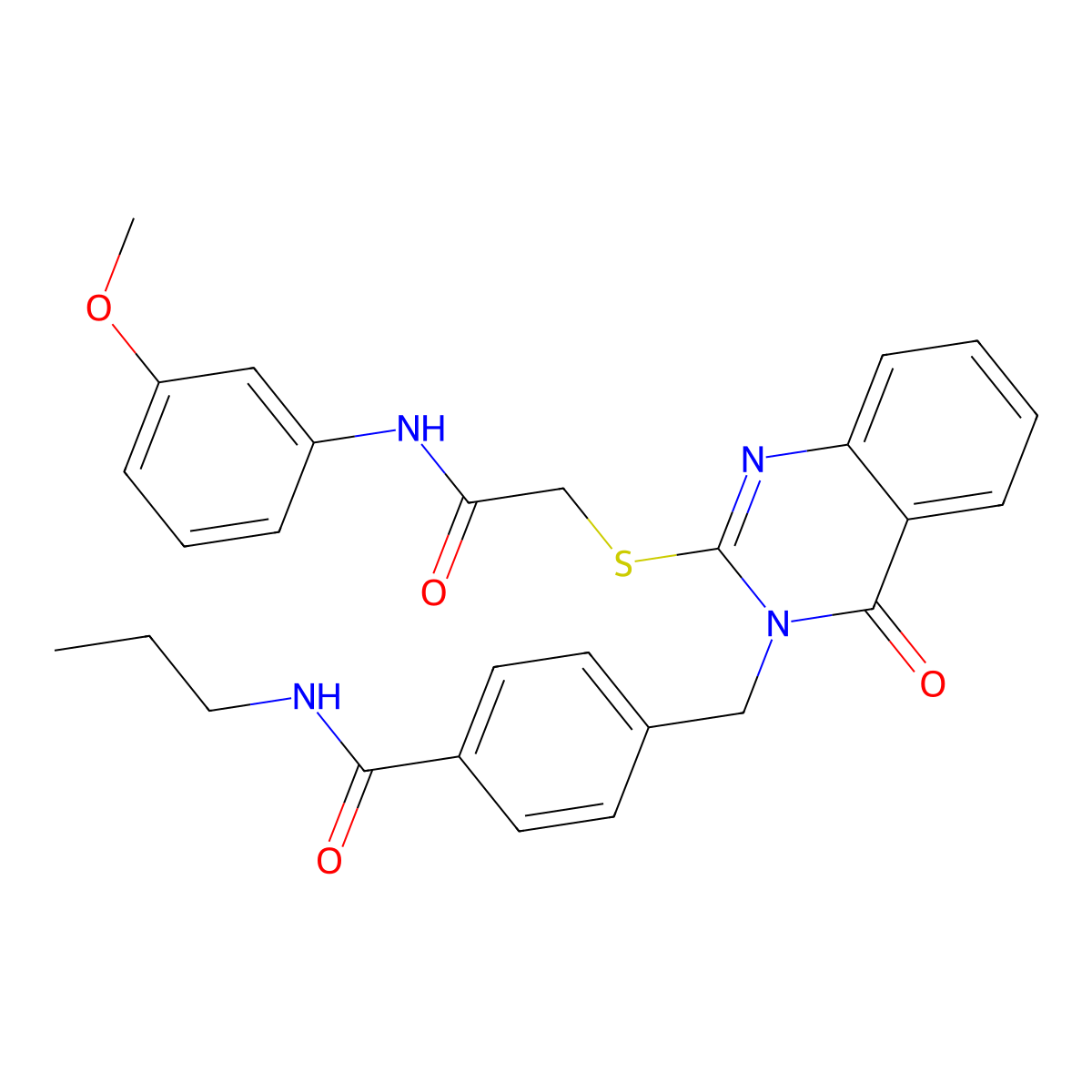 4-{[2-({[(3-methoxyphenyl)carbamoyl]methyl}sulfanyl)-4-oxo-3,4-dihydroquinazolin-3-yl]methyl}-N-propylbenzamide molecular structure, CAS 1115360-06-9
