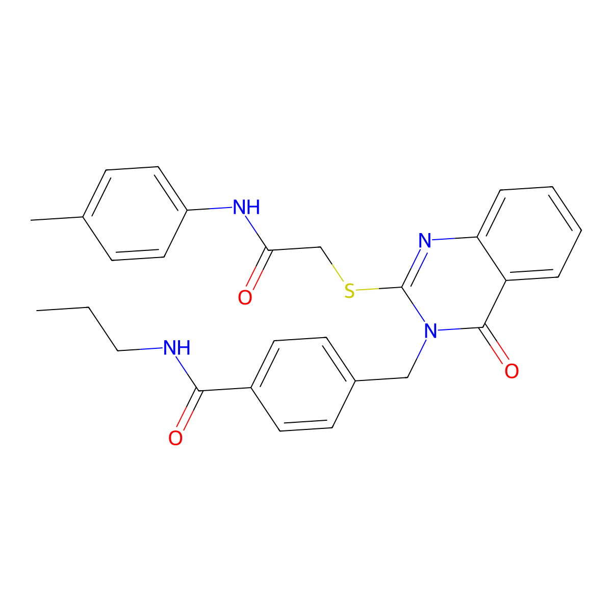 4-{[2-({[(4-methylphenyl)carbamoyl]methyl}sulfanyl)-4-oxo-3,4-dihydroquinazolin-3-yl]methyl}-N-propylbenzamide molecular structure, CAS 1115360-07-0