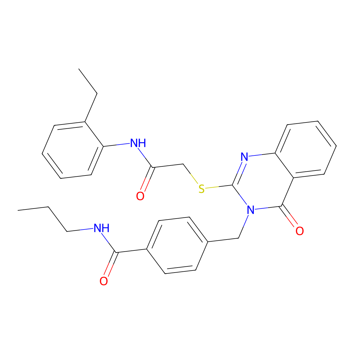 4-{[2-({[(2-ethylphenyl)carbamoyl]methyl}sulfanyl)-4-oxo-3,4-dihydroquinazolin-3-yl]methyl}-N-propylbenzamide molecular structure, CAS 1115360-08-1