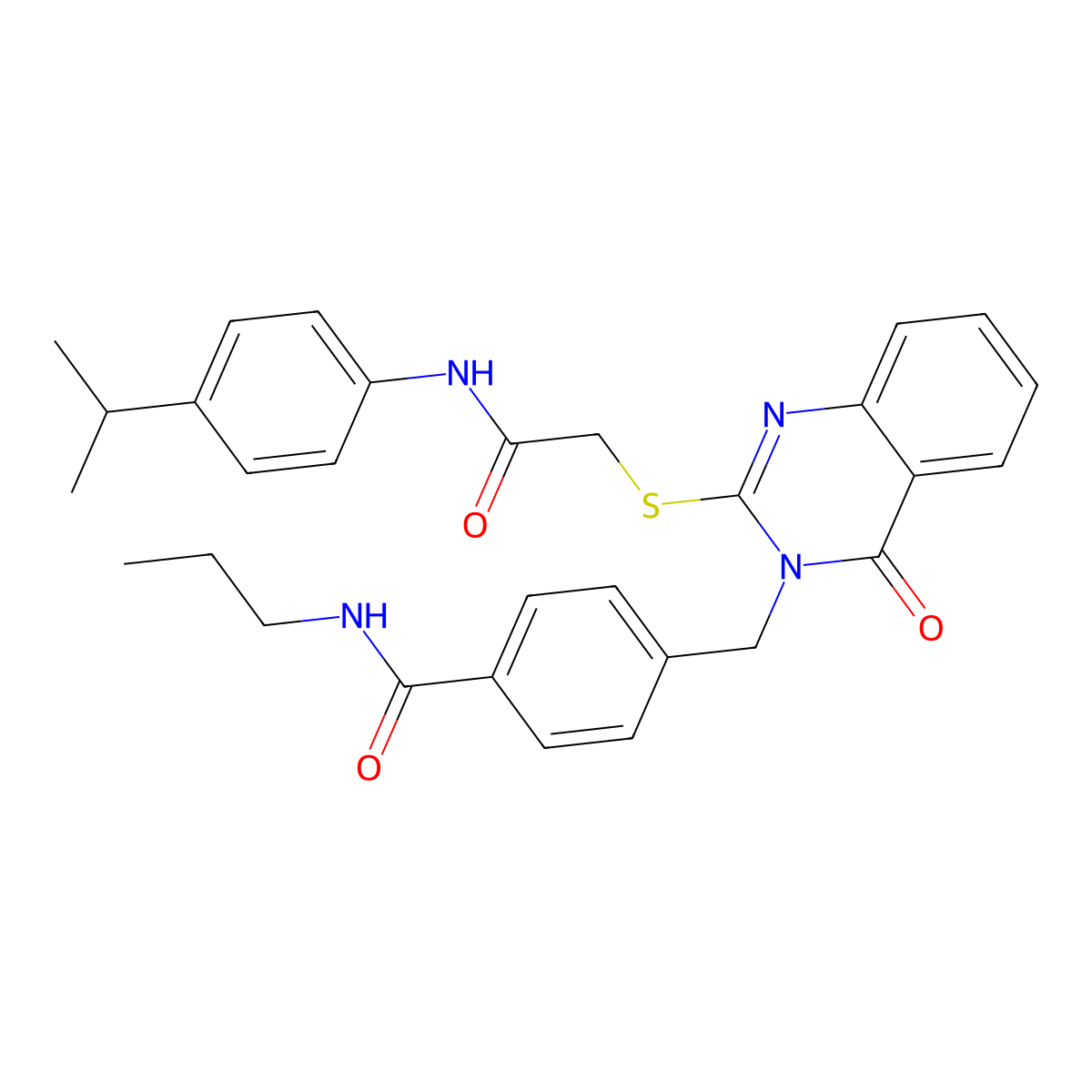 4-((2-((2-((4-isopropylphenyl)amino)-2-oxoethyl)thio)-4-oxoquinazolin-3(4H)-yl)methyl)-N-propylbenzamide molecular structure, CAS 1115360-10-5