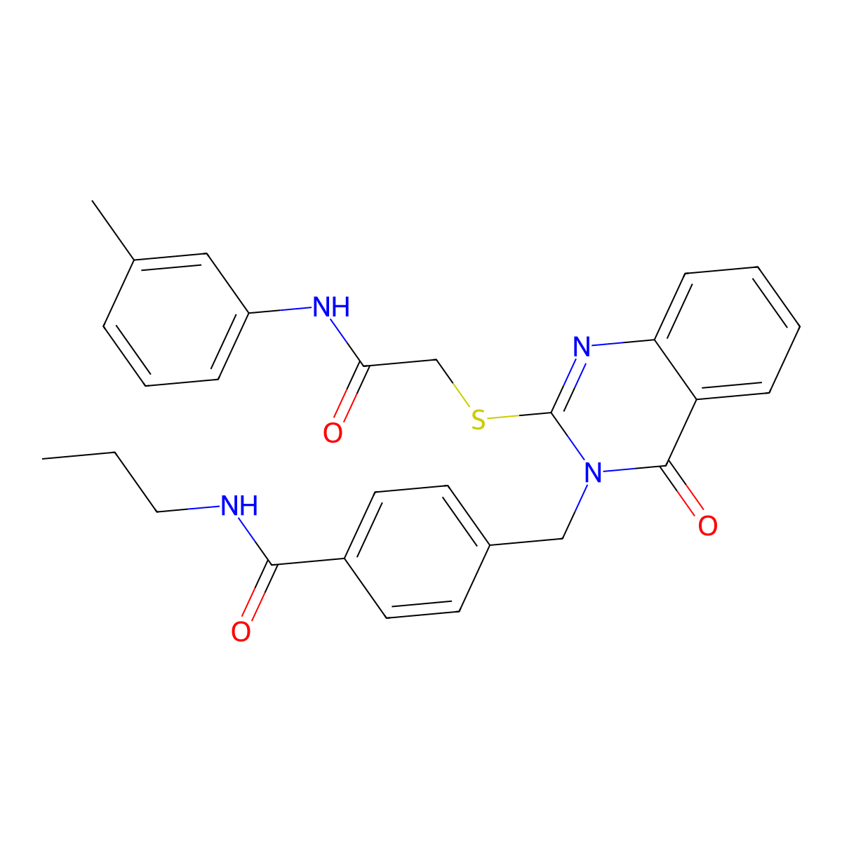 4-{[2-({[(3-methylphenyl)carbamoyl]methyl}sulfanyl)-4-oxo-3,4-dihydroquinazolin-3-yl]methyl}-N-propylbenzamide molecular structure, CAS 1115360-11-6