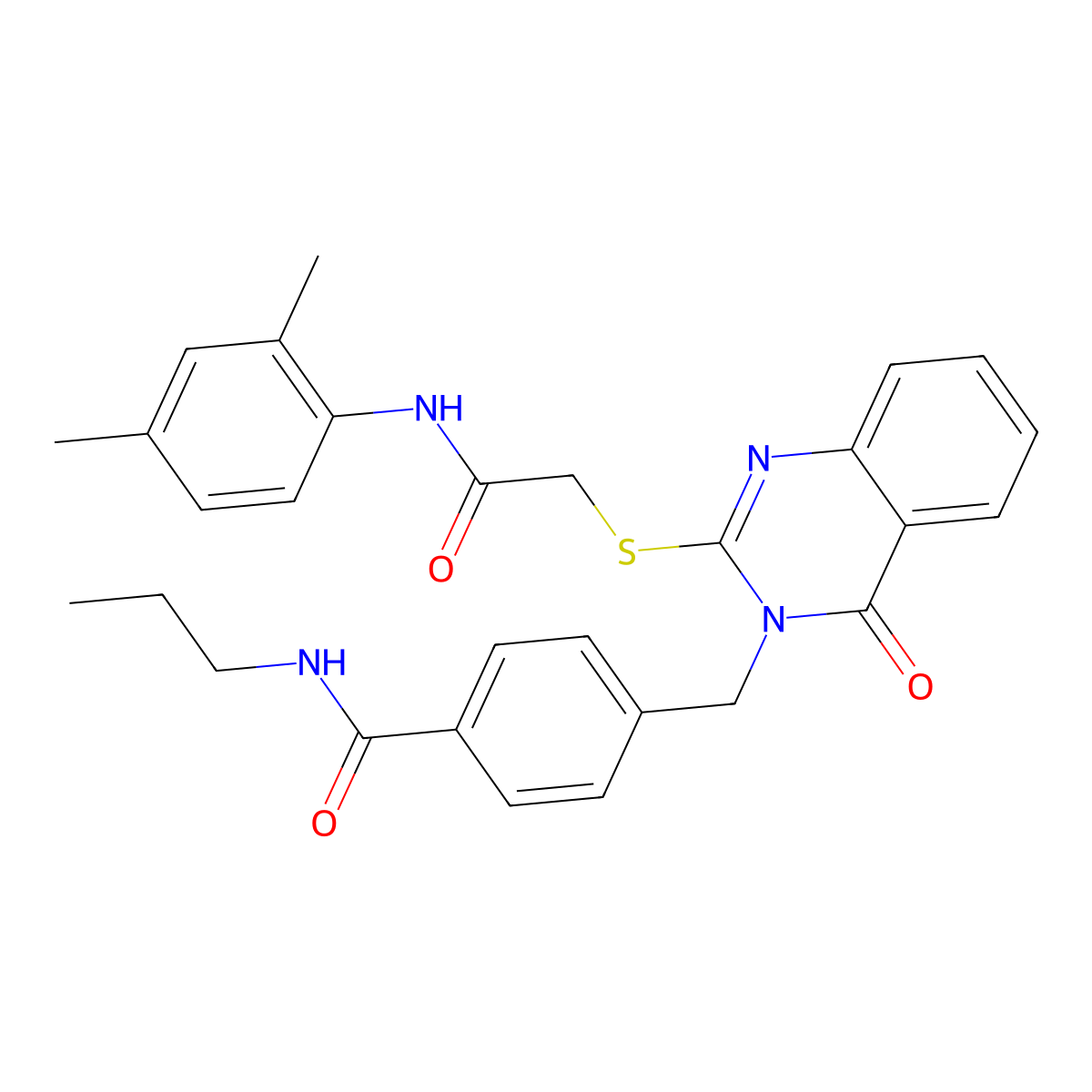 4-{[2-({[(2,4-dimethylphenyl)carbamoyl]methyl}sulfanyl)-4-oxo-3,4-dihydroquinazolin-3-yl]methyl}-N-propylbenzamide molecular structure, CAS 1115360-12-7
