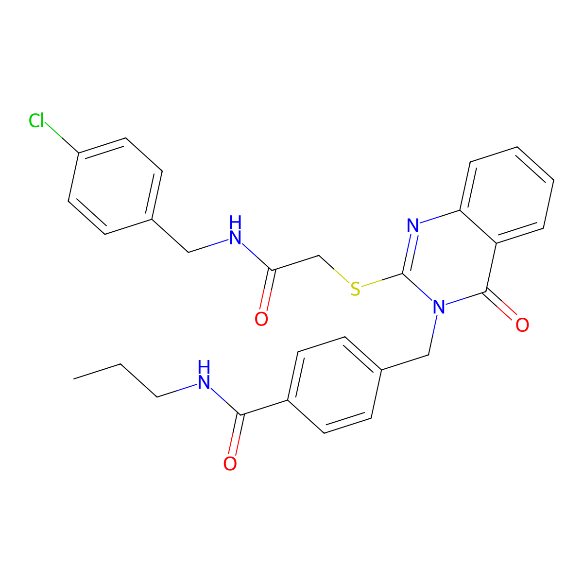 4-((2-((2-((4-chlorobenzyl)amino)-2-oxoethyl)thio)-4-oxoquinazolin-3(4H)-yl)methyl)-N-propylbenzamide molecular structure, CAS 1115360-17-2