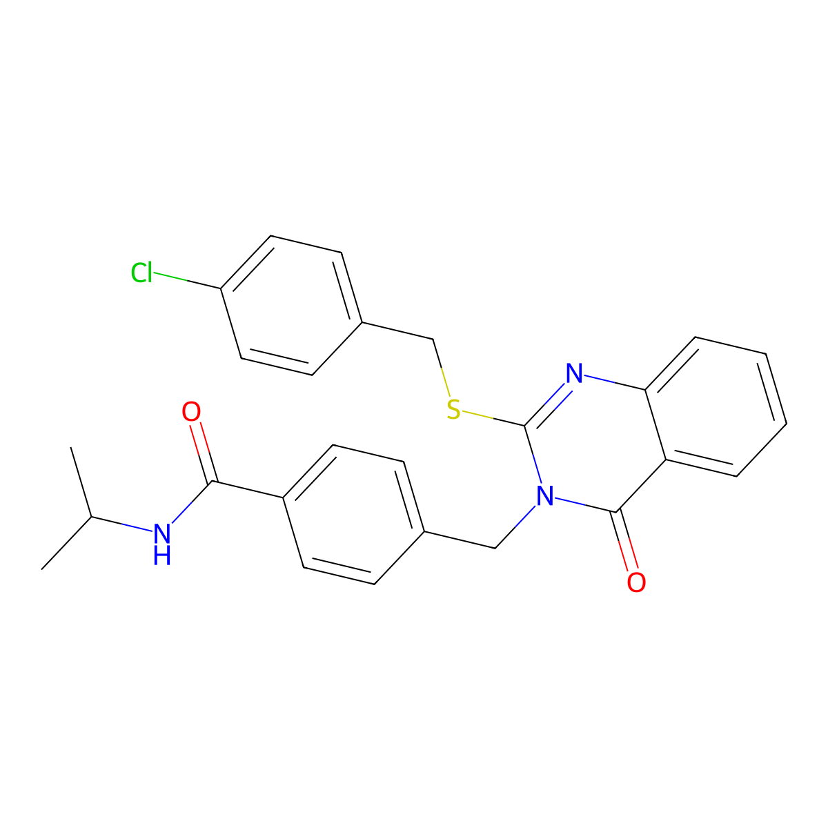 4-((2-((4-chlorobenzyl)thio)-4-oxoquinazolin-3(4H)-yl)methyl)-N-isopropylbenzamide molecular structure, CAS 1115360-18-3