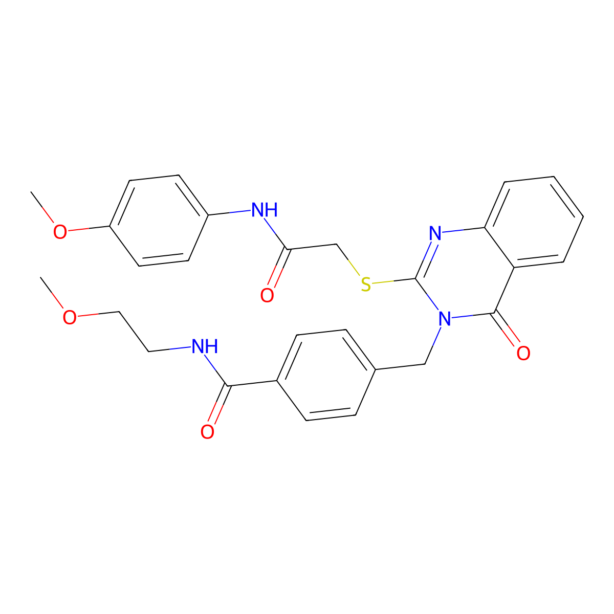 N-(2-methoxyethyl)-4-{[2-({[(4-methoxyphenyl)carbamoyl]methyl}sulfanyl)-4-oxo-3,4-dihydroquinazolin-3-yl]methyl}benzamide molecular structure, CAS 1115360-62-7