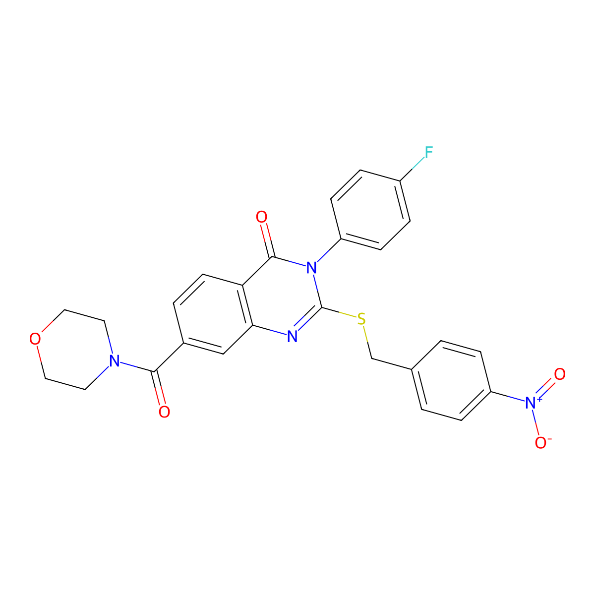 3-(4-fluorophenyl)-7-(morpholine-4-carbonyl)-2-((4-nitrobenzyl)thio)quinazolin-4(3H)-one molecular structure, CAS 1115368-24-5
