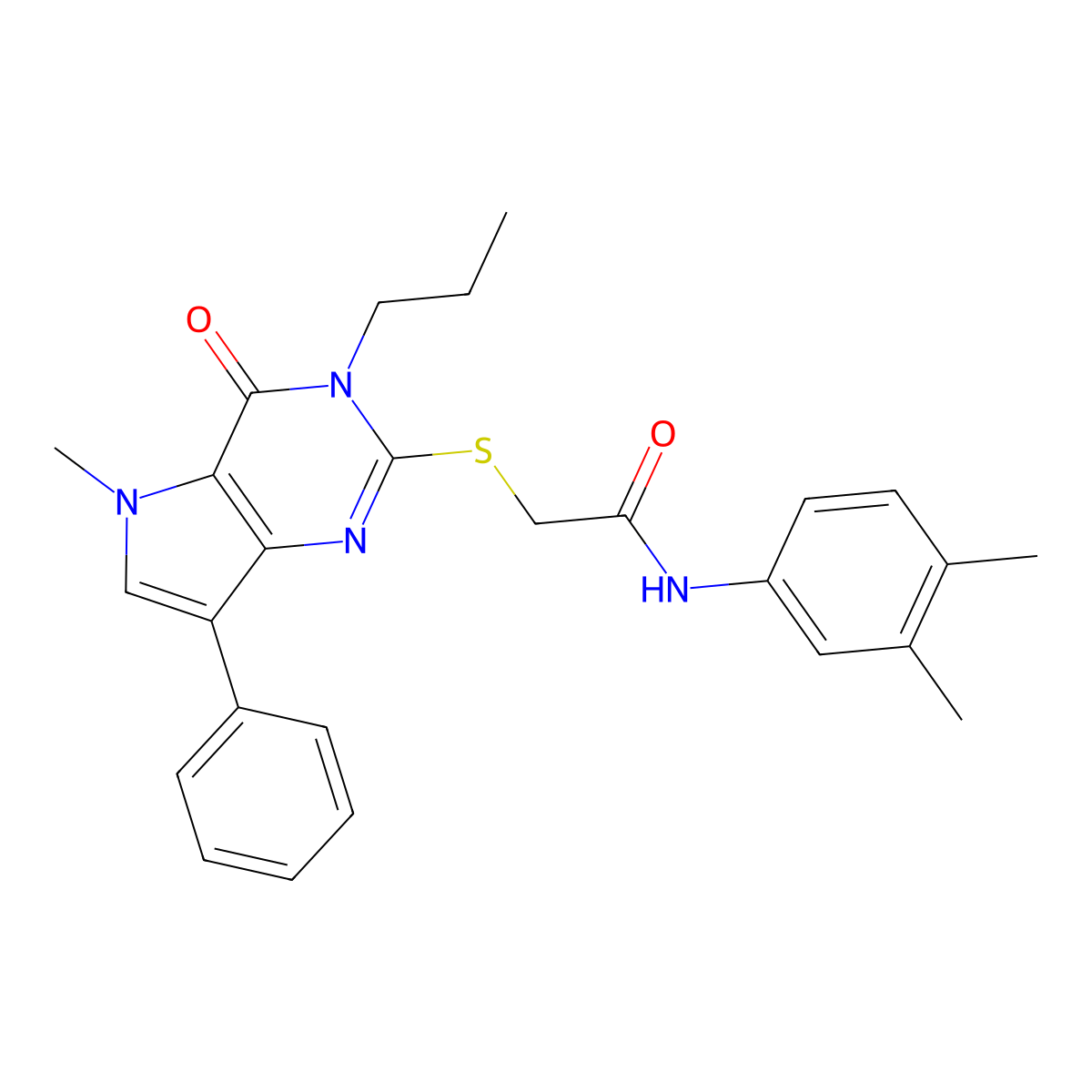 N-(3,4-dimethylphenyl)-2-({5-methyl-4-oxo-7-phenyl-3-propyl-3H,4H,5H-pyrrolo[3,2-d]pyrimidin-2-yl}sulfanyl)acetamide molecular structure, CAS 1115370-93-8