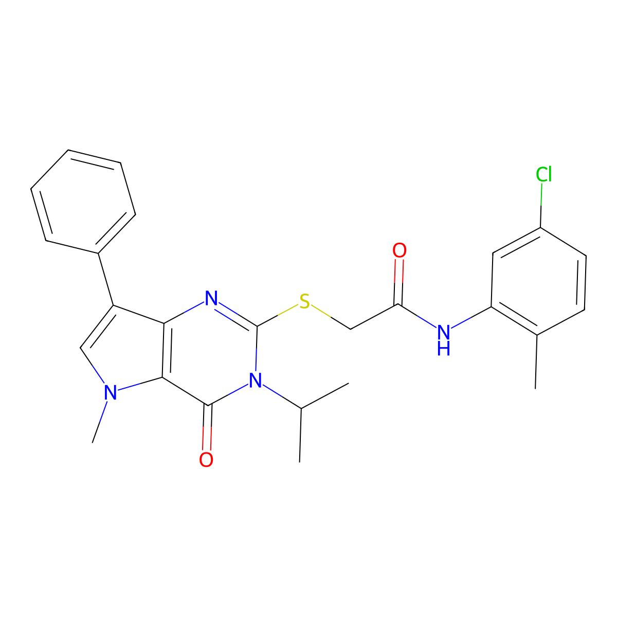 N-(5-chloro-2-methylphenyl)-2-((3-isopropyl-5-methyl-4-oxo-7-phenyl-4,5-dihydro-3H-pyrrolo[3,2-d]pyrimidin-2-yl)thio)acetamide molecular structure, CAS 1115371-07-7
