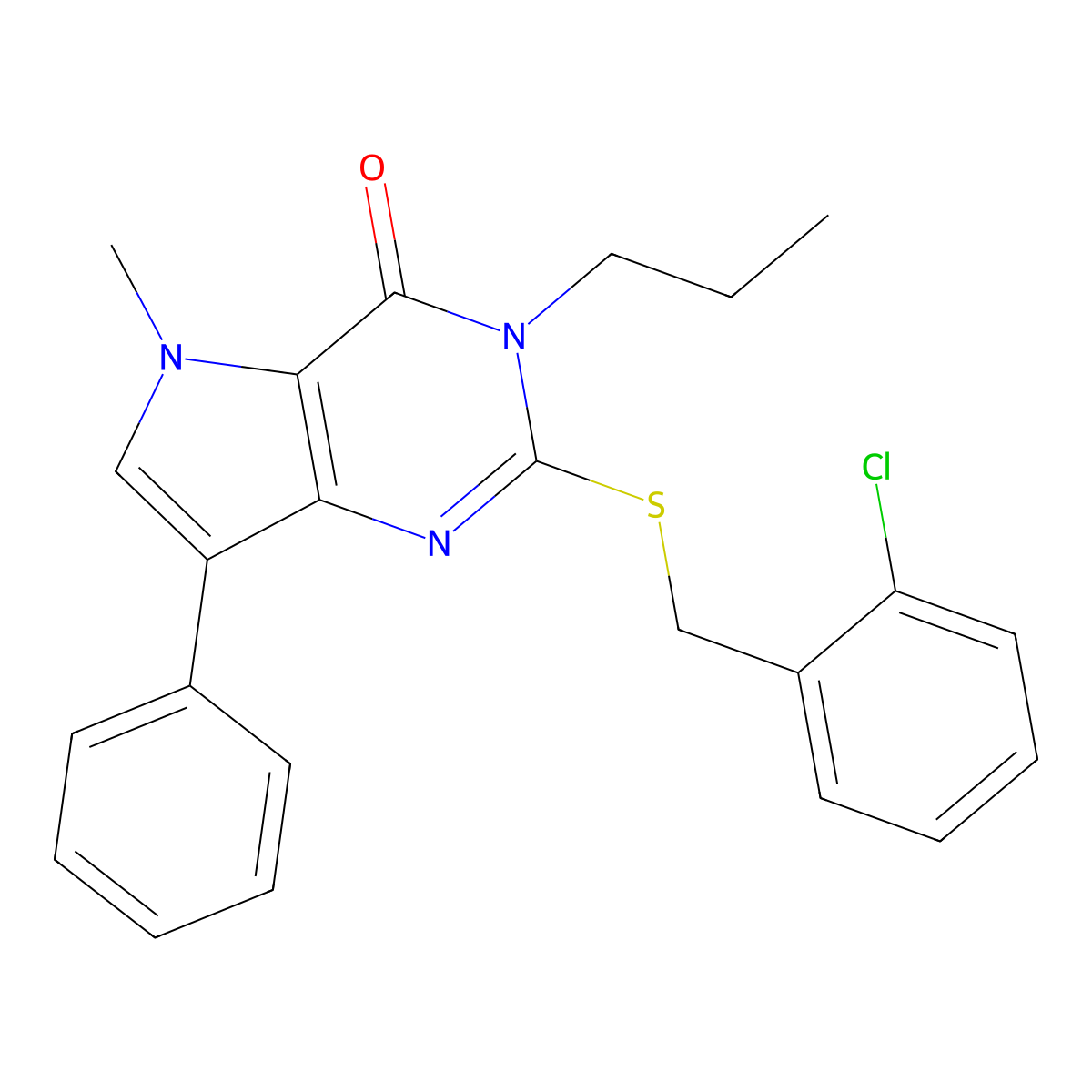 2-((2-chlorobenzyl)thio)-5-methyl-7-phenyl-3-propyl-3H-pyrrolo[3,2-d]pyrimidin-4(5H)-one molecular structure, CAS 1115371-23-7