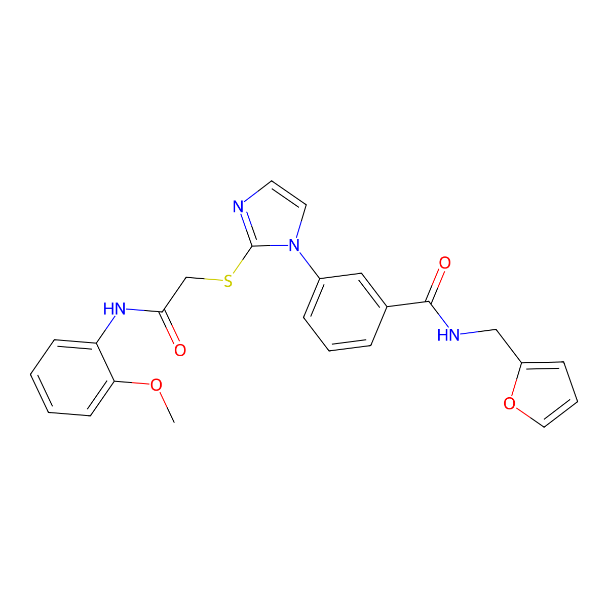 N-[(furan-2-yl)methyl]-3-[2-({[(2-methoxyphenyl)carbamoyl]methyl}sulfanyl)-1H-imidazol-1-yl]benzamide molecular structure, CAS 1115371-55-5