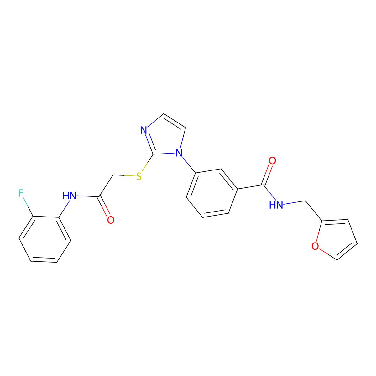 3-(2-((2-((2-fluorophenyl)amino)-2-oxoethyl)thio)-1H-imidazol-1-yl)-N-(furan-2-ylmethyl)benzamide molecular structure, CAS 1115371-58-8