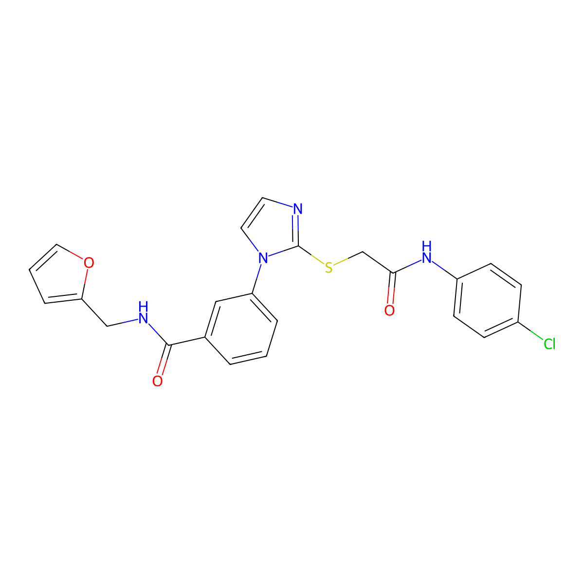 3-[2-({[(4-chlorophenyl)carbamoyl]methyl}sulfanyl)-1H-imidazol-1-yl]-N-[(furan-2-yl)methyl]benzamide molecular structure, CAS 1115371-59-9